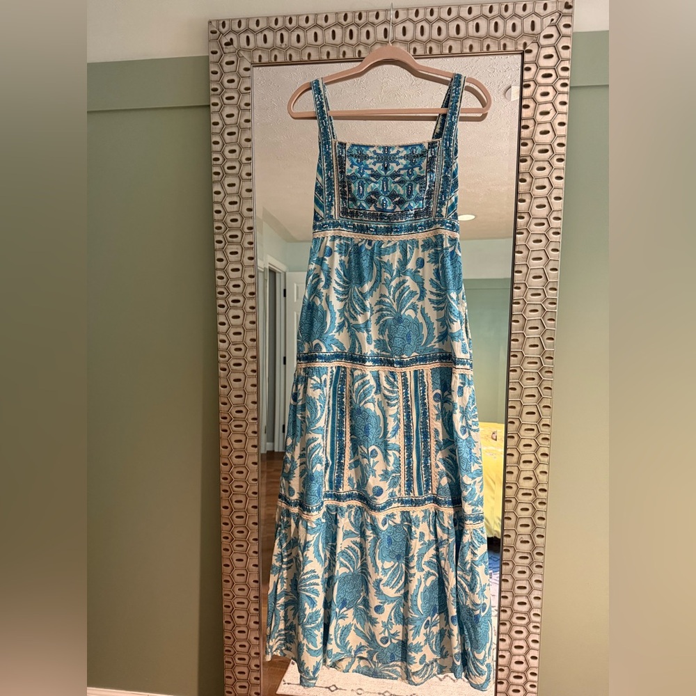 Joie Blue and Cream Floral Maxi Dress